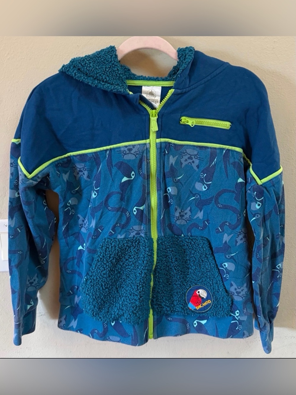 Kids Encanto Blue Fleece Lined Hoodie Jacket size